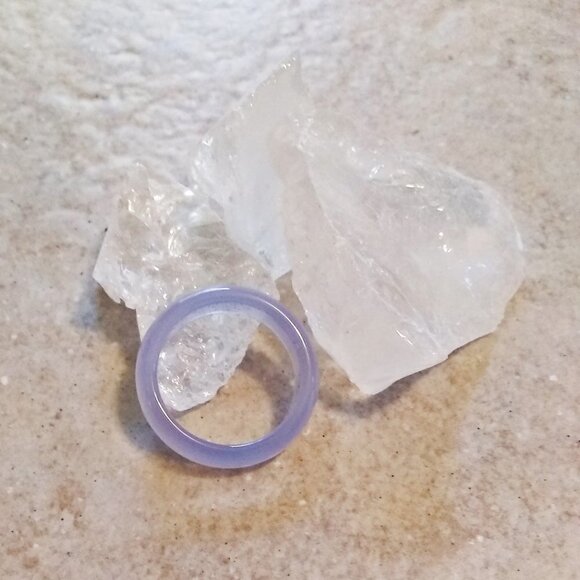 Lilac Lavender Pale Purple Slim Agate Stone Band ~ Promise Friendship Rings - Picture 1 of 3